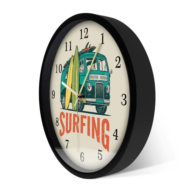 horloge murale originale planche de surf surfeur reef combi hawaii decorative vagues