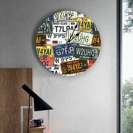 horloge murale originale plaque immatriculation retro chambre