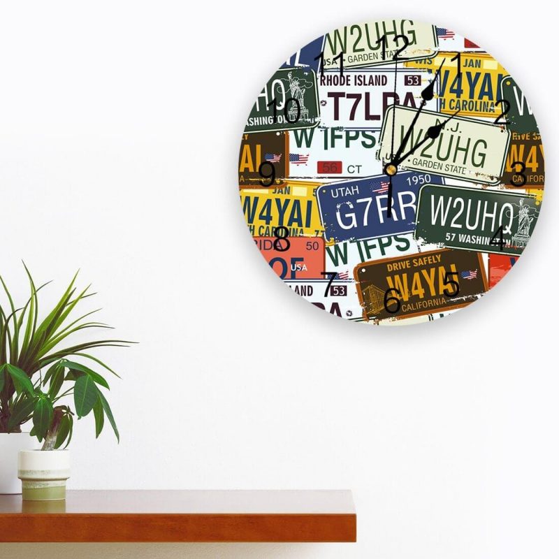 horloge murale originale plaque immatriculation retro decoration interieure