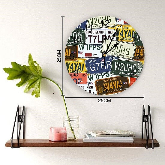 horloge murale originale plaque immatriculation retro diametre 25 cm