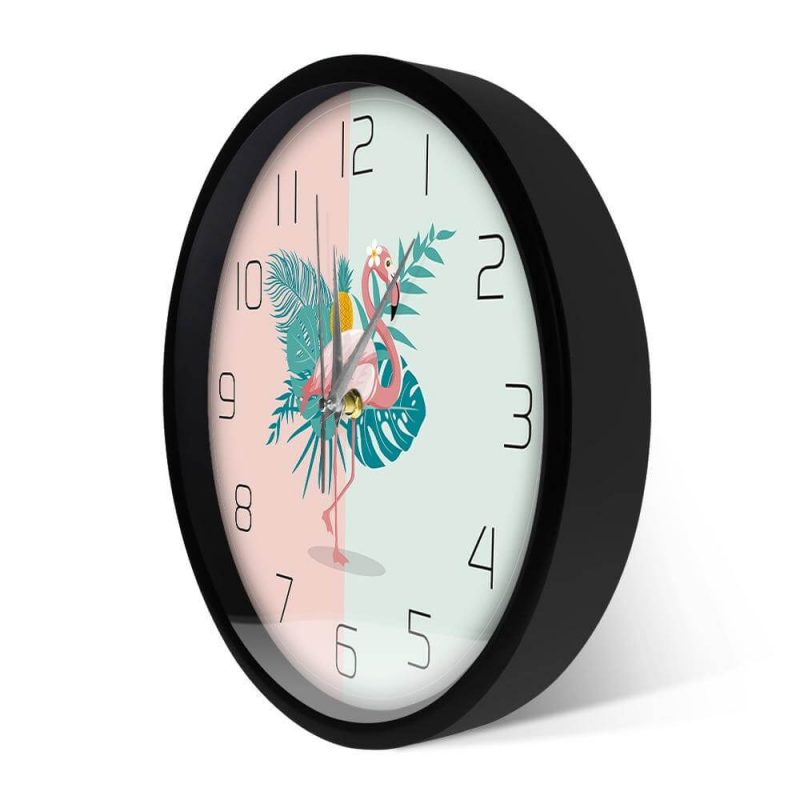 horloge murale originale tropicale flamand rose