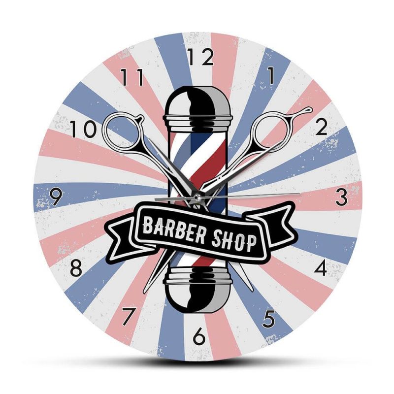 horloge murale pole de salon de coiffure barbershop grande design barbier