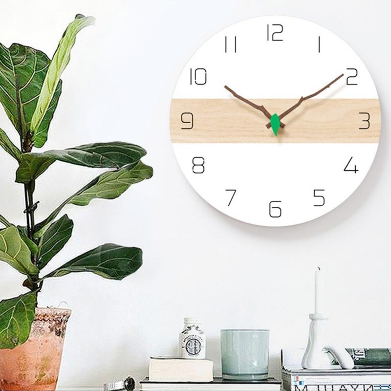 horloge murale scandinave Originale blanc brun