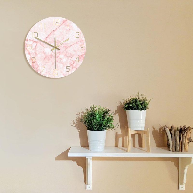 horloge murale scandinave aesthetic nordique rose quartz decoration murale 30cm chambre