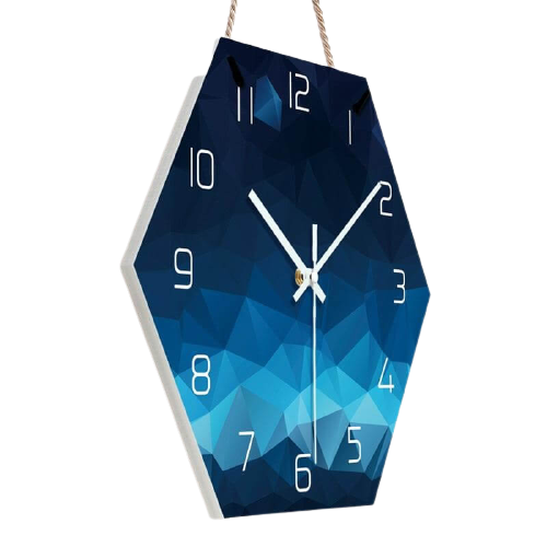 horloge murale scandinave bleu avec chiffre blanc design