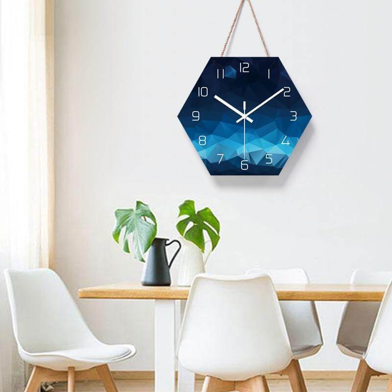 horloge murale scandinave bleu avec chiffre blanc salle a manger
