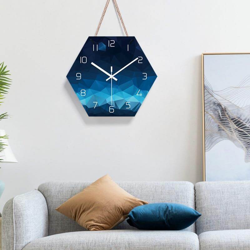 horloge murale scandinave bleu avec chiffre blanc salon