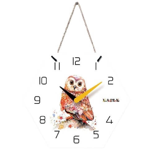 horloge murale scandinave chouette avec corde