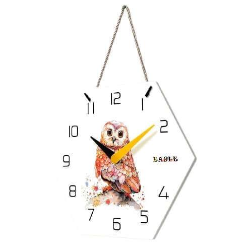 horloge murale scandinave chouette bois nordique avec corde