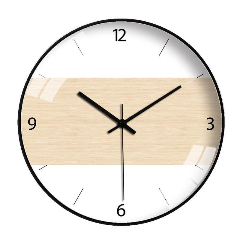horloge murale scandinave moderne beige clair Cadran Noir