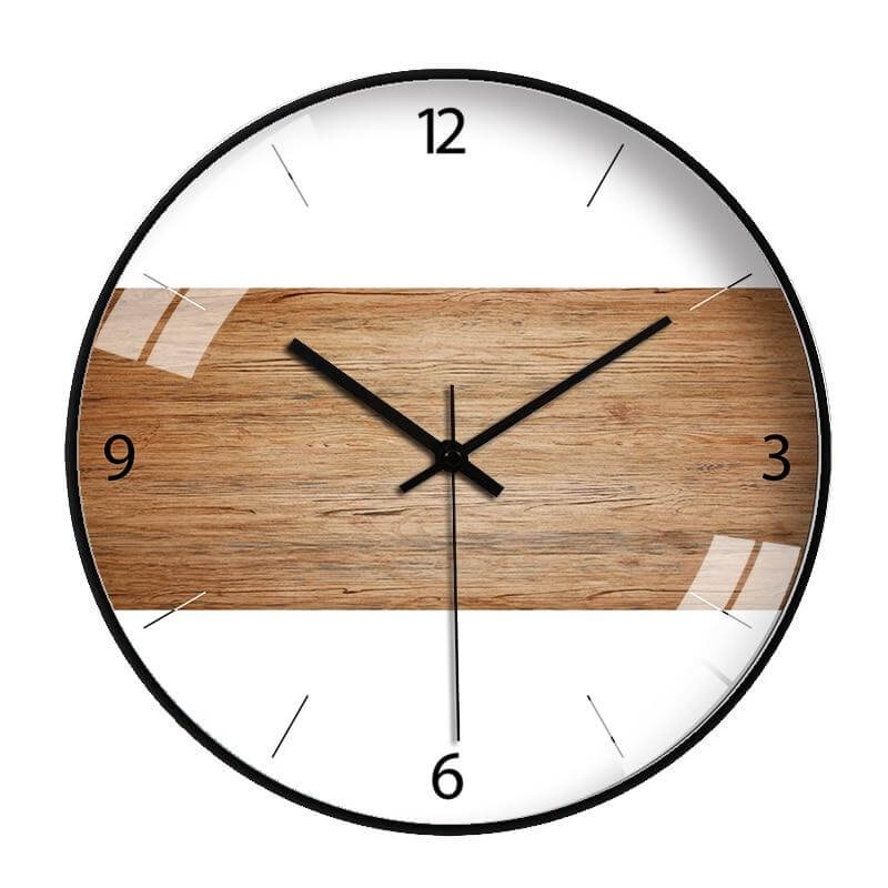 horloge murale scandinave moderne beige fonce Cadran Noir