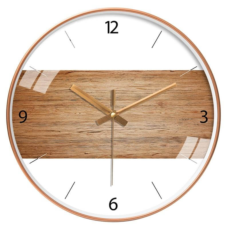 horloge murale scandinave moderne beige fonce Cadran dore