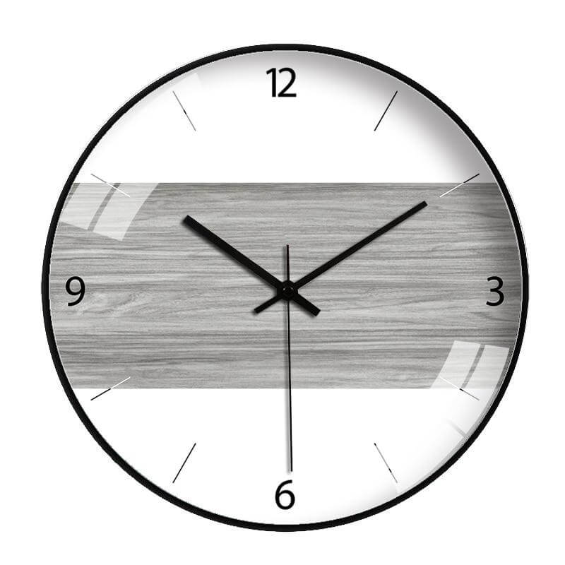 horloge murale scandinave moderne gris clair Cadran Noir