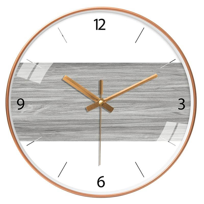 horloge murale scandinave moderne gris clair Cadran dore