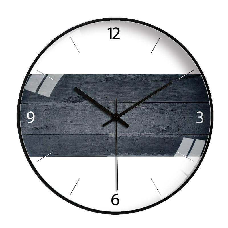 horloge murale scandinave moderne gris fonce Cadran Noir