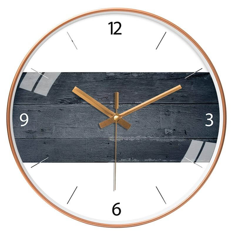 horloge murale scandinave moderne gris fonce Cadran dore