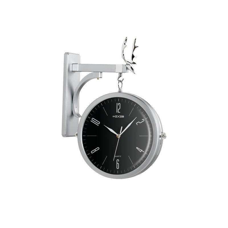horloge murale scandinave pendule de gare vintage fer forge bistro retro argente
