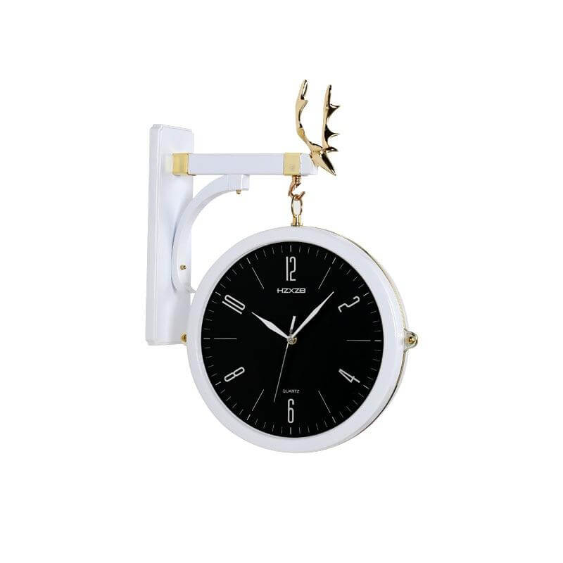 horloge murale scandinave pendule de gare vintage fer forge bistro retro blanc