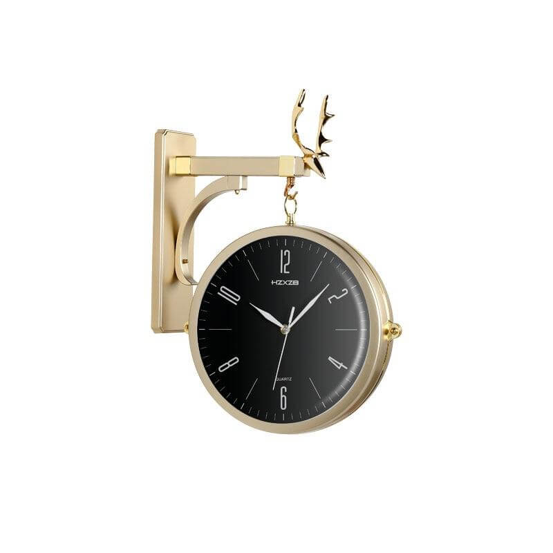horloge murale scandinave pendule de gare vintage fer forge bistro retro dore
