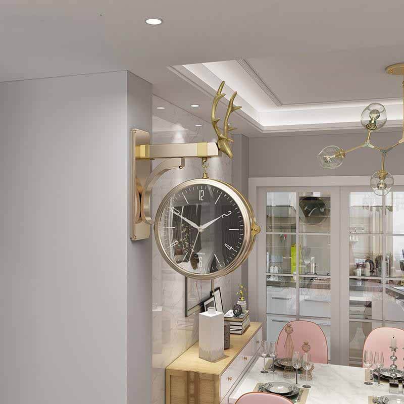 horloge murale scandinave pendule de gare vintage fer forge bistro retro salon dore