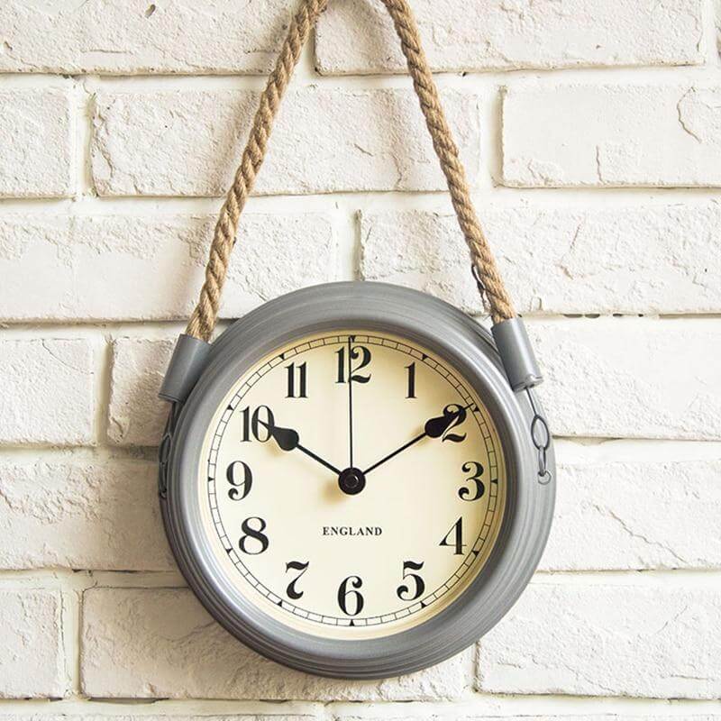 horloge murale suspendue grise quartz decoration
