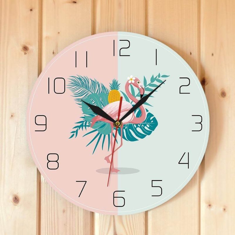 horloge murale tropicale flamand rose 1