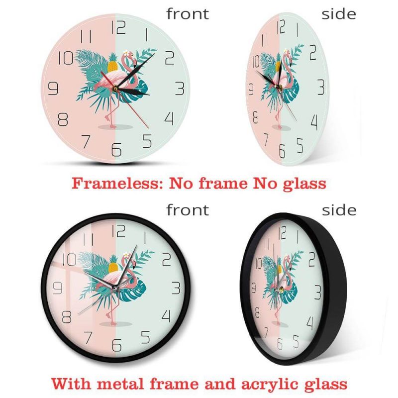 horloge murale tropicale flamand rose demo