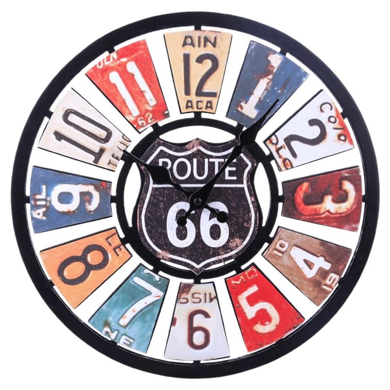 horloge murale vintage couleur retro coloree style industrielle design diametre 35cm