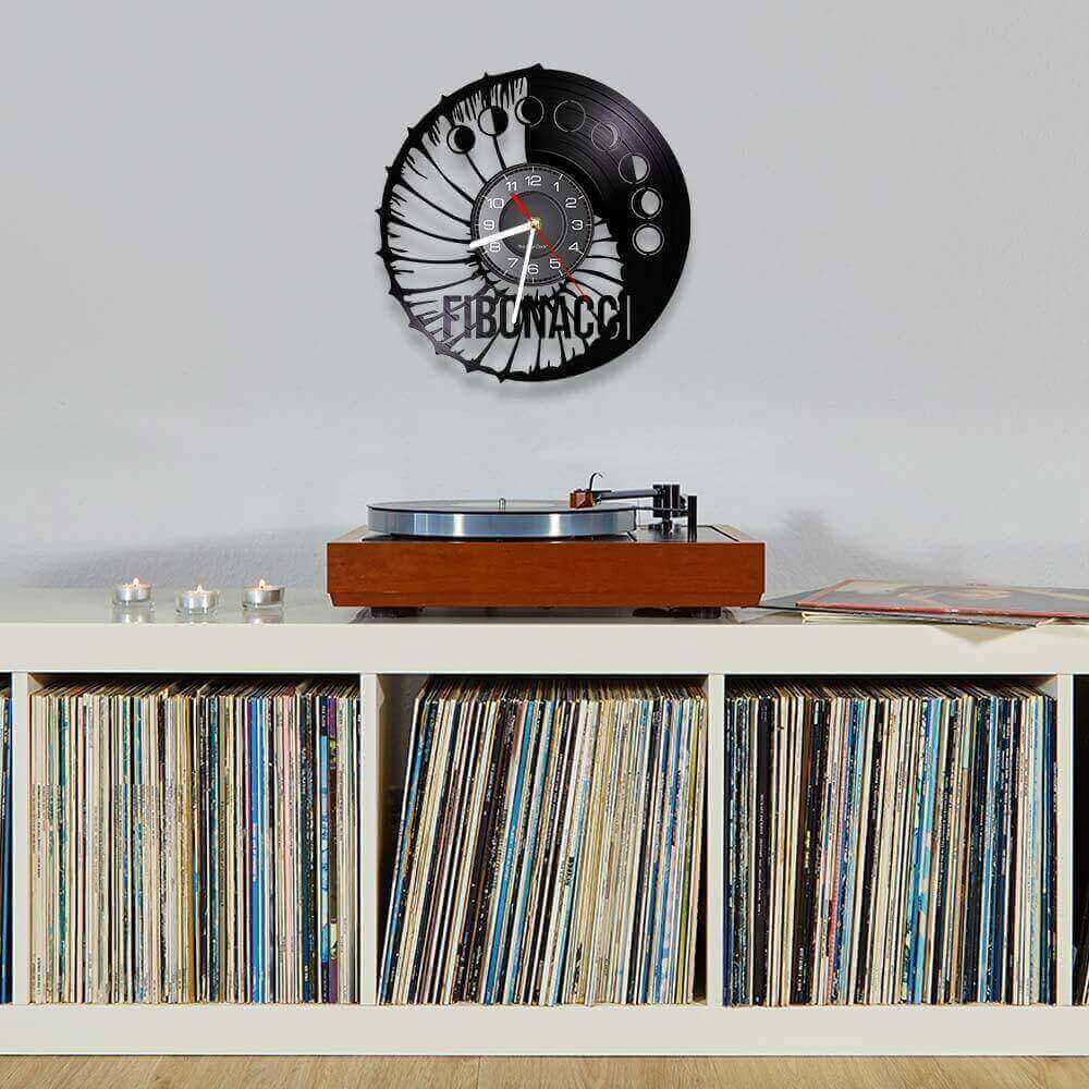 horloge_murale_vinyle_Fibonacci_art_spirale_nombre_quartz_diametre_30cm_salon horloge murale vinyle Fibonacci art spirale nombre quartz diametre 30cm salon