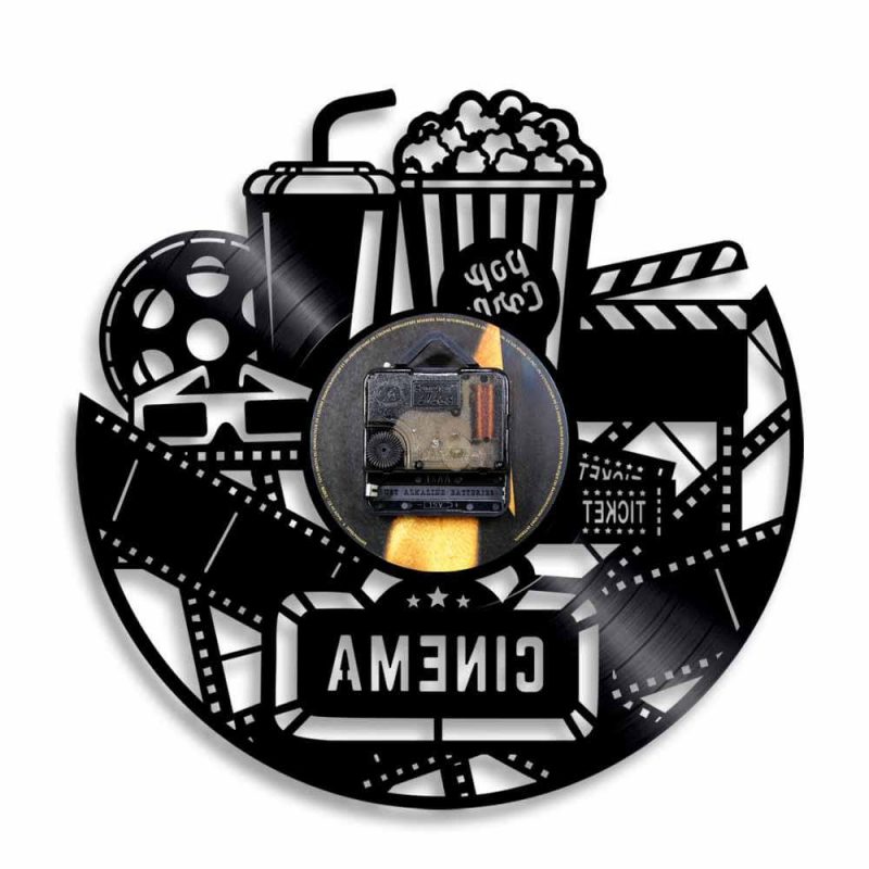 horloge murale vinyle cinema arriere back quartz