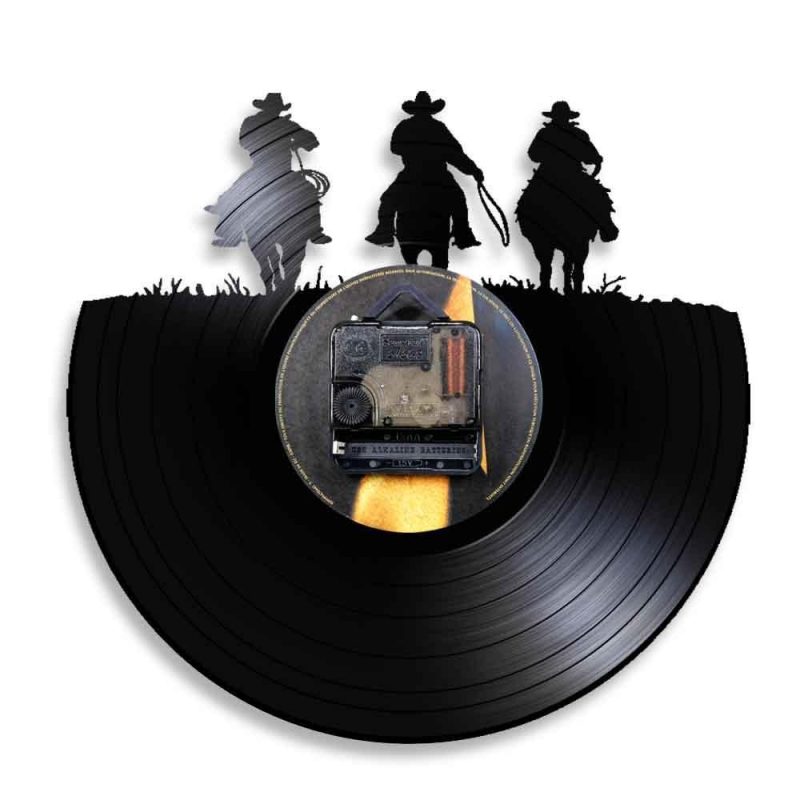 horloge murale vinyle western Cowboy back