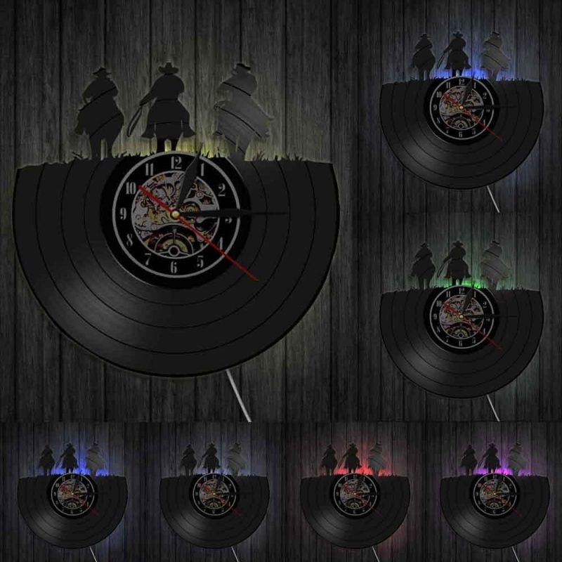 horloge murale vinyle western LED
