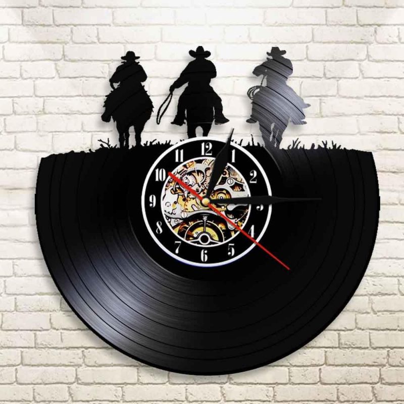 horloge vinyle western Cowboy